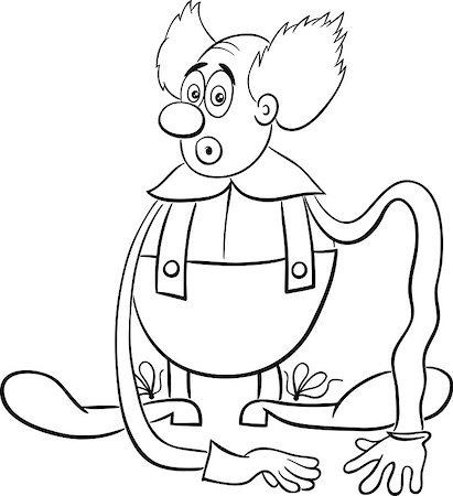 simsearch:400-04236834,k - Black and White Cartoon Illustration of Funny Clown Circus Character on the Show Coloring Book Stock Photo - Budget Royalty-Free & Subscription, Code: 400-08711451