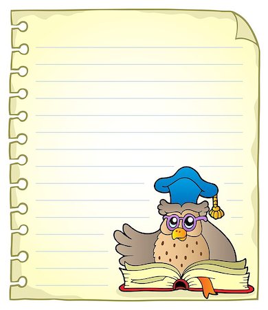 simsearch:400-04311432,k - Notebook page with owl teacher 6 - eps10 vector illustration. Stock Photo - Budget Royalty-Free & Subscription, Code: 400-08712274
