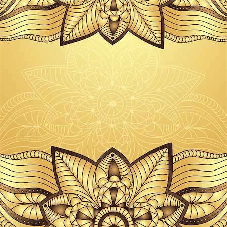 Gold-brown vintage frame with gold flowers, vector eps10 Stock Photo - Budget Royalty-Free & Subscription, Code: 400-08712409