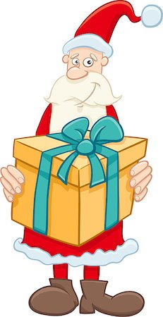 simsearch:400-08708552,k - Cartoon Illustration of Santa Claus with Big Christmas Present Stock Photo - Budget Royalty-Free & Subscription, Code: 400-08713134