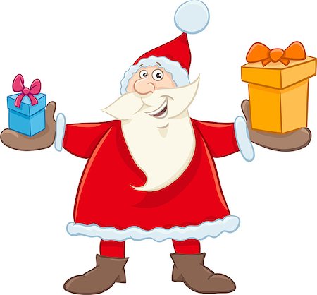 simsearch:400-08708552,k - Cartoon Illustration of Santa Claus with Present on Christmas Time Stock Photo - Budget Royalty-Free & Subscription, Code: 400-08713132