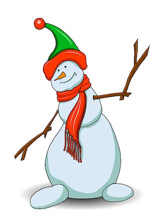 Illustration Snowman in Green Shade on a White Background Stock Photo - Budget Royalty-Free & Subscription, Code: 400-08713385