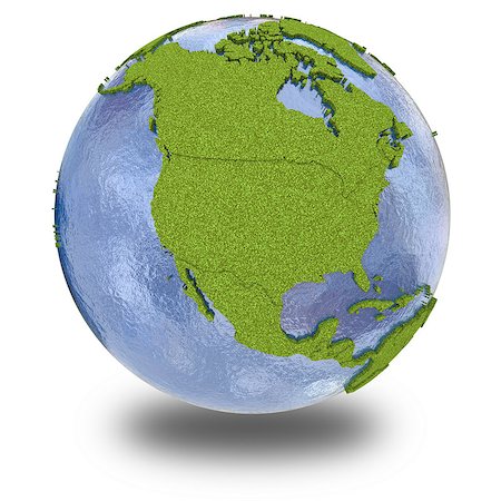 simsearch:400-08401820,k - North America on 3D model of planet Earth with grassy continents with embossed countries and blue ocean. 3D illustration isolated on white background with shadow. Photographie de stock - Aubaine LD & Abonnement, Code: 400-08729696