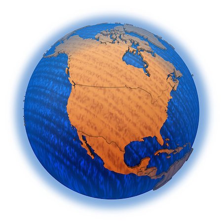 simsearch:400-08401820,k - North America on wooden model of planet Earth with embossed continents and visible country borders. 3D illustration isolated on white background. Photographie de stock - Aubaine LD & Abonnement, Code: 400-08729716