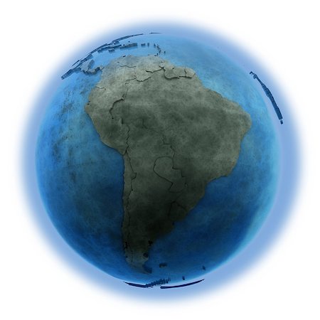 simsearch:400-08401820,k - South America on 3D model of planet Earth made of blue marble with embossed countries and blue ocean. 3D illustration isolated on white background. Photographie de stock - Aubaine LD & Abonnement, Code: 400-08729711
