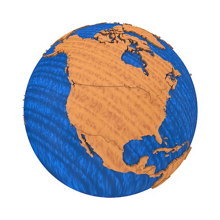 simsearch:400-08401820,k - North America on wooden model of planet Earth with embossed continents and visible country borders. 3D illustration isolated on white background. Photographie de stock - Aubaine LD & Abonnement, Code: 400-08729869