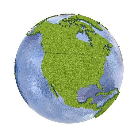 simsearch:400-08401820,k - North America on 3D model of planet Earth with grassy continents with embossed countries and blue ocean. 3D illustration isolated on white background. Photographie de stock - Aubaine LD & Abonnement, Code: 400-08729877