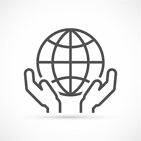 simsearch:400-06089187,k - Hands holding globe icon. Peace Day concept. Outline design Stock Photo - Budget Royalty-Free & Subscription, Code: 400-08734751