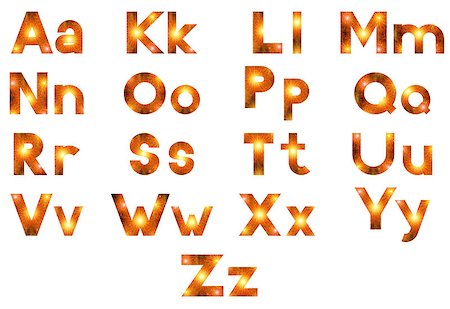 simsearch:854-03846022,k - Alphabet, Set of English Letters Signs Uppercase and Lowercase, Stylized Yellow and Orange Holiday Firework with Stars and Rays Photographie de stock - Aubaine LD & Abonnement, Code: 400-08730367