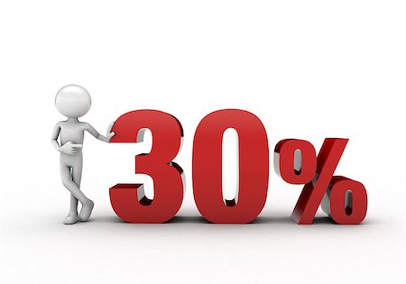 3D character with 30% discount sign Photographie de stock - Aubaine LD & Abonnement, Code: 400-08730891