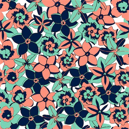 seamless floral - Vector illustration tropical flowers seamless background pattern Stock Photo - Budget Royalty-Free & Subscription, Code: 400-08754428