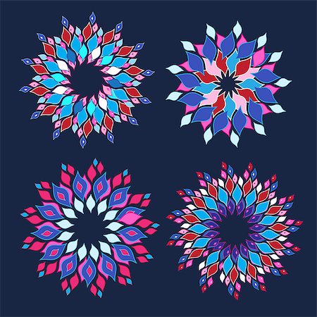 simsearch:400-08627385,k - Collection of bright colored abstract graphic elements on a dark blue background. Templates for design Stock Photo - Budget Royalty-Free & Subscription, Code: 400-08755062