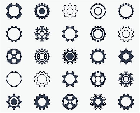revolve - Collection of black gear wheel icons on white Stock Photo - Budget Royalty-Free & Subscription, Code: 400-08755313