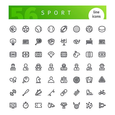 simsearch:400-05877692,k - Set of 56 sport line icons suitable for web, infographics and apps. Sports theme icons isolated on white background. Clipping paths included for all icons. Foto de stock - Super Valor sin royalties y Suscripción, Código: 400-08756166