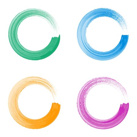 elements sign in circle - Colorful vector watercolor circle brush strokes collection isolated Stock Photo - Budget Royalty-Free & Subscription, Code: 400-08756368