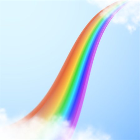 Realistic bright rainbow in clouds on transparent background. Vector illustration Stock Photo - Budget Royalty-Free & Subscription, Code: 400-08750811