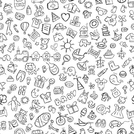 Baby seamless pattern for your design. Vector illustration Stock Photo - Budget Royalty-Free & Subscription, Code: 400-08753988