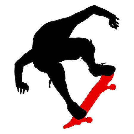 Silhouettes a skateboarder performs jumping. Vector illustration. Foto de stock - Super Valor sin royalties y Suscripción, Código: 400-08760014