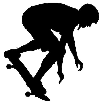 Silhouettes a skateboarder performs jumping. Vector illustration. Foto de stock - Super Valor sin royalties y Suscripción, Código: 400-08760012