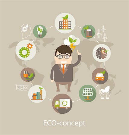 simsearch:400-05877514,k - Eco concept. Globe with earth, nature, green, recycling, bicycle, car and home icon with scientists from eco ideas of saving the planet . Vector illustration. Stock Photo - Budget Royalty-Free & Subscription, Code: 400-08760112