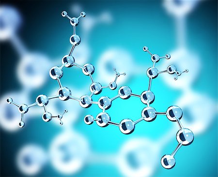 simsearch:400-08413057,k - Abstract molecular structure on blue background. 3d render Stock Photo - Budget Royalty-Free & Subscription, Code: 400-08774425