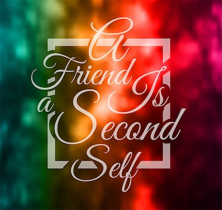 simsearch:400-08551668,k - Inspirational Typo Text with Retro Style and shadows. "A friend is a second self" over a blurred forest background Foto de stock - Super Valor sin royalties y Suscripción, Código: 400-08774620