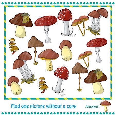 drawing of edible plant - illustration with color mushrooms - game for children Stock Photo - Budget Royalty-Free & Subscription, Code: 400-08774996