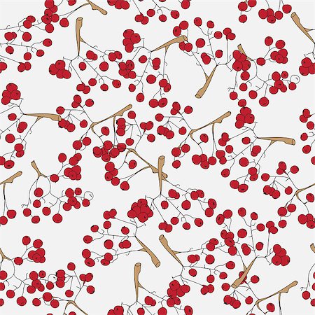 dessert menu wallpaper - Seamless Pattern with Rowan Berries on Branches. Rowan Tree Autumn Background. Berry Texture. Stock Photo - Budget Royalty-Free & Subscription, Code: 400-08774999