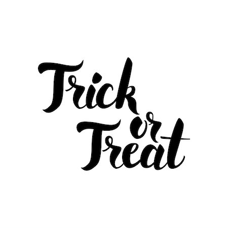 simsearch:400-08551668,k - Trick or Treat Lettering. Vector Illustration of Ink Brush Calligraphy Isolated over White Background. Hand Drawn Cursive Text. Foto de stock - Super Valor sin royalties y Suscripción, Código: 400-08775702