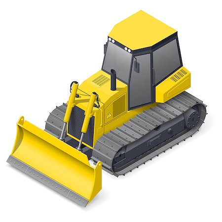 Bulldozer detailed isometric icon vector graphic illustration Stock Photo - Budget Royalty-Free & Subscription, Code: 400-08775818