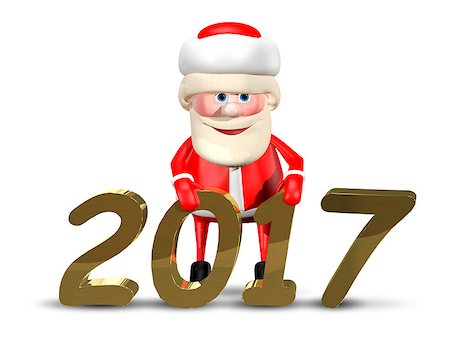 3D Illustration Jolly Santa Claus on a White Background Stock Photo - Budget Royalty-Free & Subscription, Code: 400-08777574