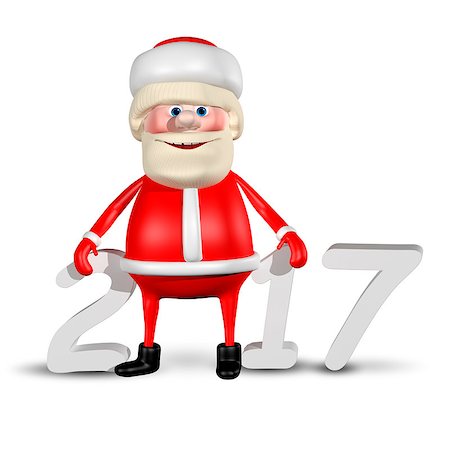 3D Illustration Jolly Santa Claus on a White Background Stock Photo - Budget Royalty-Free & Subscription, Code: 400-08777575