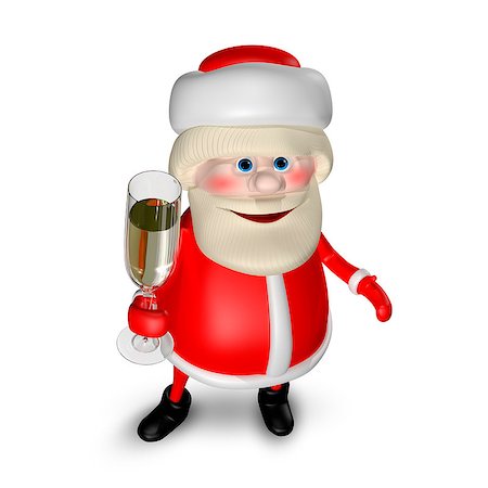 3D Illustration of Santa Claus with a Glass of Champagne Stock Photo - Budget Royalty-Free & Subscription, Code: 400-08777576