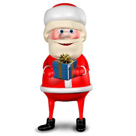 3D Illustration of Santa Claus with Gifts on a White Background Stock Photo - Budget Royalty-Free & Subscription, Code: 400-08777577