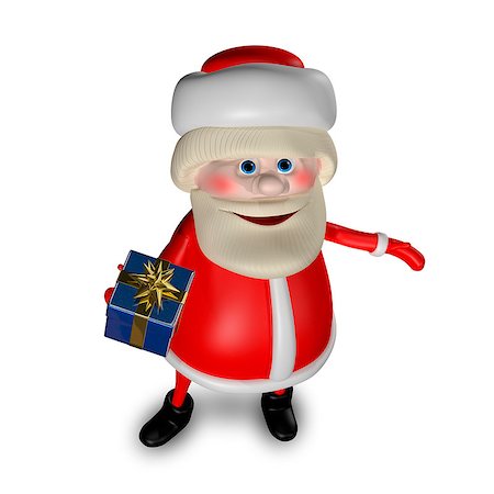 3D Illustration of Santa Claus with Gifts on a White Background Stock Photo - Budget Royalty-Free & Subscription, Code: 400-08777578
