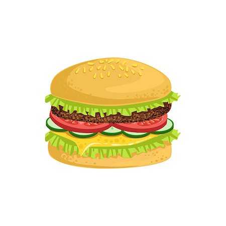 street illustration - Burger Street Food Menu Item Realistic Detailed Illustration. Take Away Lunch Icon Isolated On White Background. Stock Photo - Budget Royalty-Free & Subscription, Code: 400-08778514