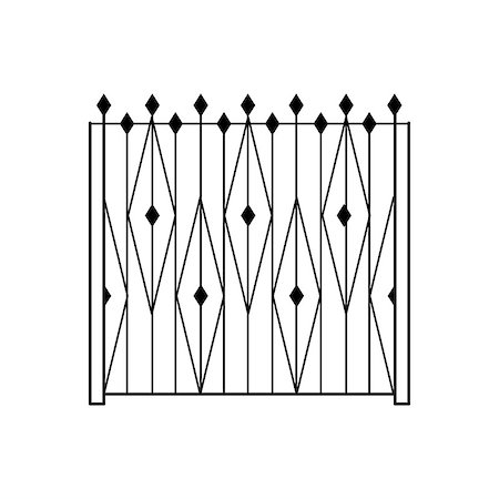 decorative iron - High Garden Metal Latice Fencing Design Forged Iron Lattice Park Fence Black And White Vector Template Stock Photo - Budget Royalty-Free & Subscription, Code: 400-08778530