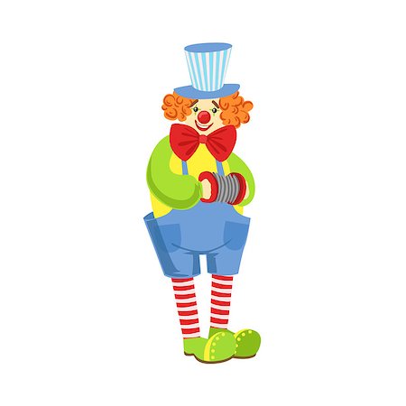 Colorful Friendly Clown With Miniature Accordion In Classic Outfit. Childish Circus Clown Character Performing In Costume And Make Up. Stock Photo - Budget Royalty-Free & Subscription, Code: 400-08779738