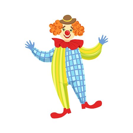 Colorful Friendly Clown In Derby Hat And Classic Outfit. Childish Circus Clown Character Performing In Costume And Make Up. Stock Photo - Budget Royalty-Free & Subscription, Code: 400-08779743