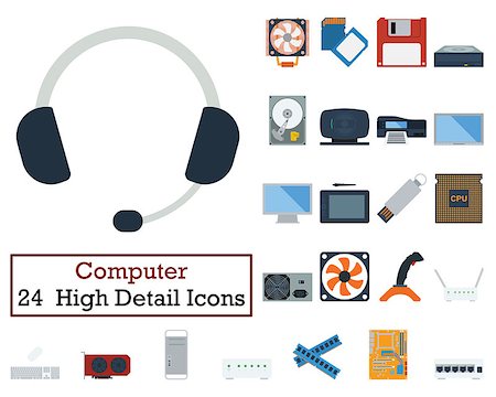simsearch:400-04729472,k - Set of 24 Computer Icons. Flat color design. Vector illustration. Stock Photo - Budget Royalty-Free & Subscription, Code: 400-08770670