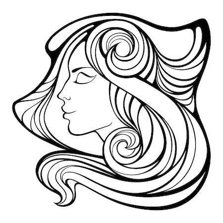 druid - Vector decorative portrait of shaman girl with r long hair isolated on white background. Stock Photo - Budget Royalty-Free & Subscription, Code: 400-08771023