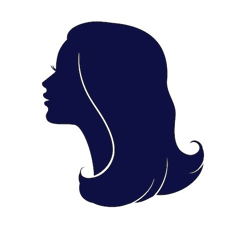 Woman face profile. Female head silhouette. Haircut hair of medium length Stock Photo - Budget Royalty-Free & Subscription, Code: 400-08771716