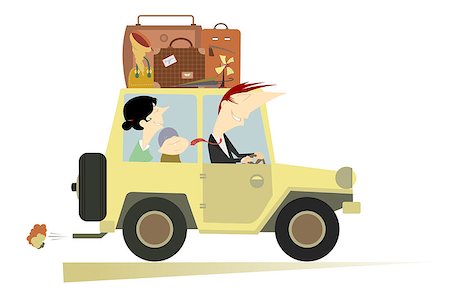 Man, woman and a baby traveling by car Stock Photo - Budget Royalty-Free & Subscription, Code: 400-08771885