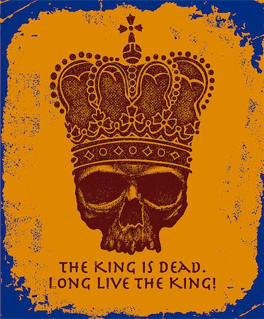 Hand drawn king skull wearing crown. Vector illustration Stock Photo - Budget Royalty-Free & Subscription, Code: 400-08772272