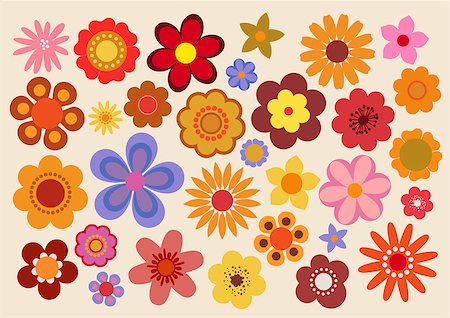 Vector illustration of the flowers design and colors during the sixties and the seventies Photographie de stock - Aubaine LD & Abonnement, Code: 400-08772775
