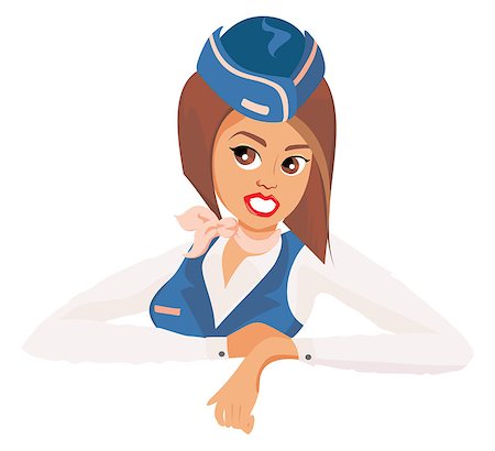 Cartoon air stewardess in uniform Stock Photo - Budget Royalty-Free & Subscription, Code: 400-08772810