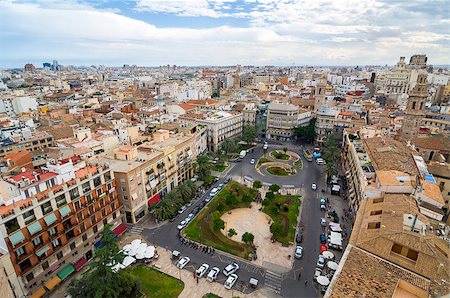 simsearch:400-05193127,k - VALENCIA, SPAIN - SEPTEMBER 24, 2014: Aerial view of Valencia in a cloudy day. Plaza de la Reina. Valencia, Spain. Stock Photo - Budget Royalty-Free & Subscription, Code: 400-08786359