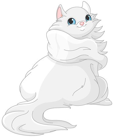 Illustration of cute white kitten Stock Photo - Budget Royalty-Free & Subscription, Code: 400-08786583