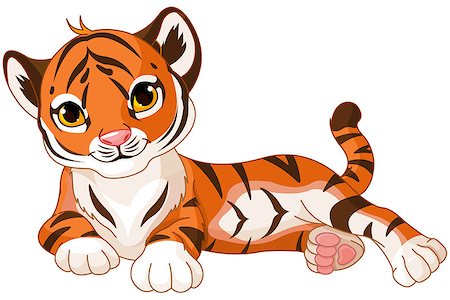 Illustration of cute baby tiger lies Stock Photo - Budget Royalty-Free & Subscription, Code: 400-08786602