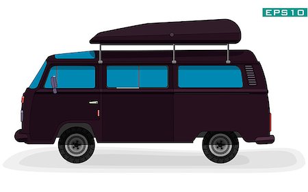 Car for tourists. Illustration minibus on white background. Stock Photo - Budget Royalty-Free & Subscription, Code: 400-08786727